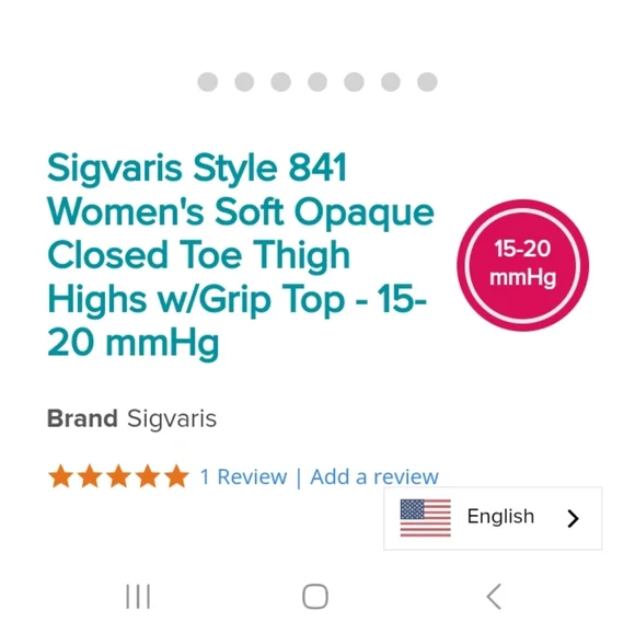 Women's compression thigh highs,Sigvaris 841 soft opaque 15-20mmHg,black/ NEW